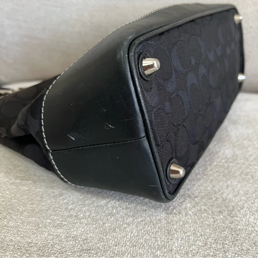 Coach Black Signature Canvas Satchel Tassle Leather Accents J04M-6038 - Picture 13 of 13